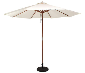 Hindoro Metal Center Pole Patio Umbrella (White) with Base - Garden Umbrella, Outdoor Umbrella