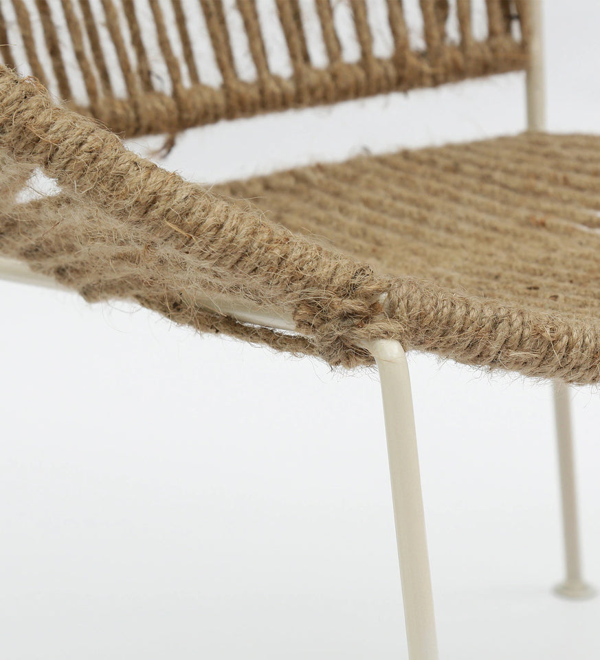 Hindoro Rope and Metal Outdoor Chair In White & Natural Finish (Set Of 2)
