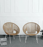 Hindoro Rope and Metal Outdoor Chair In White & Natural Finish (Set Of 2)