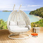 Hindoro Outdoor/Indoor/Balcony Furniture White Color Double Seater Hanging Swing with Stand