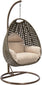 Hindoro Outdoor Wicker Single Seater Swing Hanging Egg Chair with Stand and Cushion (Dark brown With Beige)