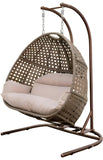 Hindoro Outdoor Furniture Double Seater Hanging Swing (Dark Brown with U stand)