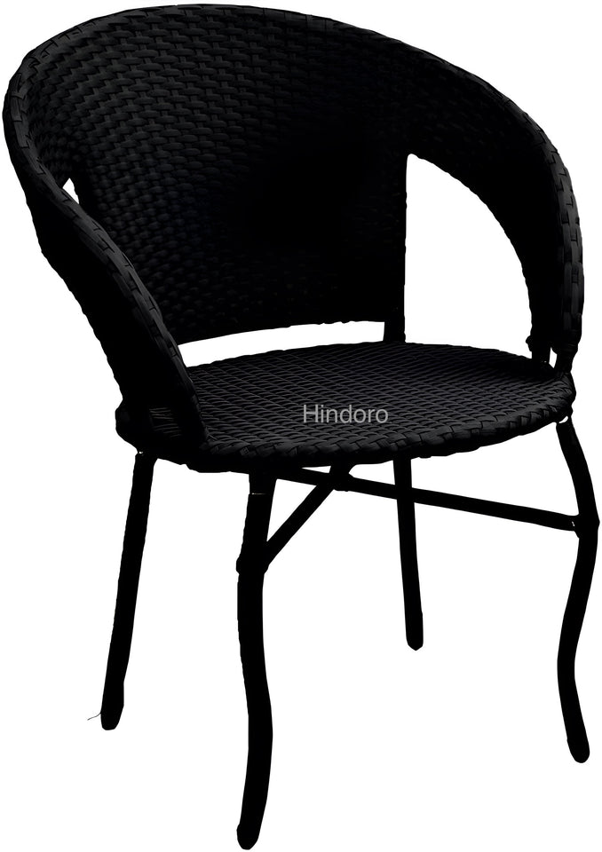 Hindoro Garden Patio Seating Chair and Table Set with Glass Balcony Outdoor Furniture with 1 Tables and 4 Chair Set (Black)
