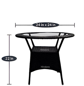 Hindoro Garden Patio Seating Chair and Table Set with Glass Balcony Outdoor Furniture with 1 Tables and 4 Chair Set (Black)