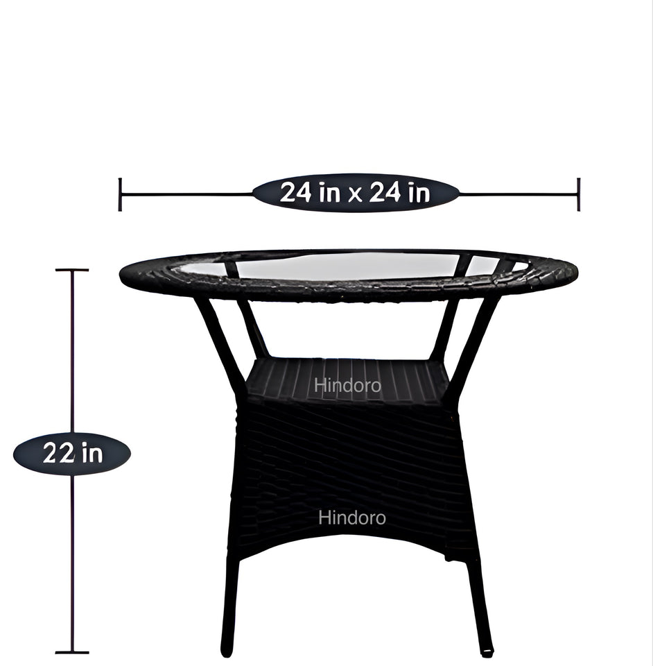 Hindoro Garden Patio Seating Chair and Table Set with Glass Balcony Outdoor Furniture with 1 Tables and 4 Chair Set (Black)