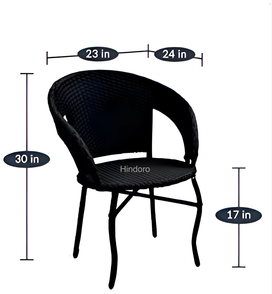 Hindoro Garden Patio Seating Chair and Table Set with Glass Balcony Outdoor Furniture with 1 Tables and 4 Chair Set (Black)