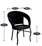 Hindoro Garden Patio Seating Chair and Table Set with Glass Balcony Outdoor Furniture with 1 Tables and 4 Chair Set (Black)