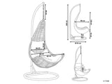 Hindoro Rattan Wicker Wrought Iron Hanging Hammock Single Seater Spoon Swing Chair with Stand & Cushion || Outdoor/Indoor/Balcony/Garden/Patio/Living Outdoor Furniture (Beige)