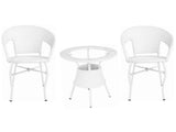 Hindoro Outdoor Garden Patio Seating 2 Chairs and 1 Table Set with Glass Balcony Furniture (White)