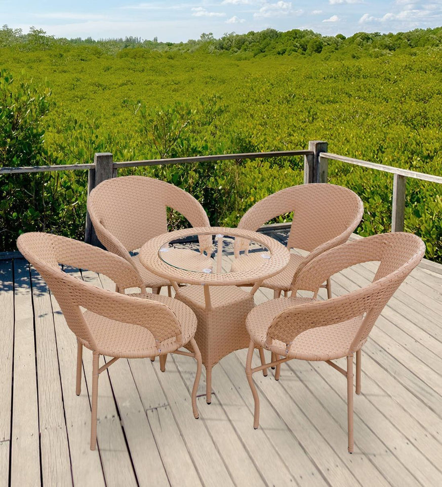 Hindoro Outdoor Furniture Garden Patio Seating Set 1+4 4 Chairs and Table Set Balcony Furniture Coffee Table Set