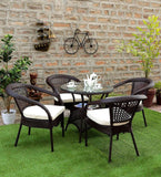 Hindoro Outdoor Furniture Garden Patio Seating Set 1+4 4 Chairs and Table Set Balcony Furniture Coffee Table Set (Dark Brown)