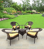 Hindoro Outdoor Furniture Garden Patio Seating Set 1+4 4 Chairs and Table Set Balcony Furniture Coffee Table Set