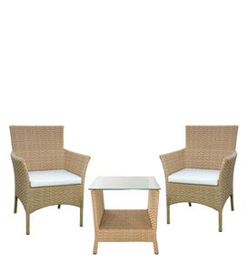 Hindoro Outdoor Furniture Garden Patio Seating Set 1+2 2 Chairs and Table Set Balcony Furniture Coffee Table Sets (Cream)