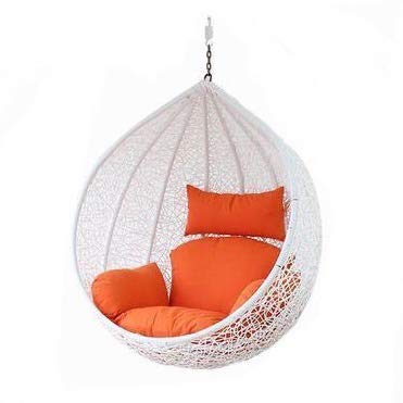 Hindoro Indoor/Outdoor/Balcony Hanging Single Seater White Swing Chair Without Stand - Weight Capacity Upto 150 Kg