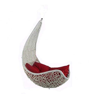 Hindoro Indoor / Outdoor Zula Hammock Chair for Adult Swing with Stand and Cushion (Hanging Type Swing, White with Red)