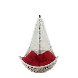 Hindoro Indoor / Outdoor Zula Hammock Chair for Adult Swing with Stand and Cushion (Hanging Type Swing, White with Red)