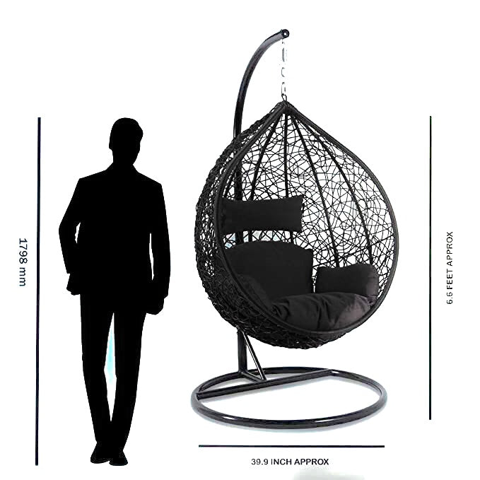 Hindoro Outdoor Single Seater Swing Chair with Stand and Cushion