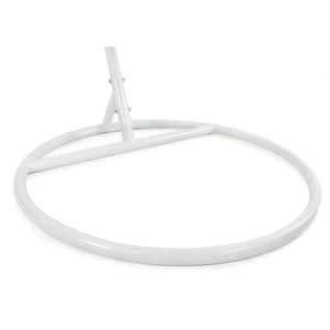 Hindoro Single Seater Hanging Swing With Stand For Balcony Garden Swing, White With Blue Cushion