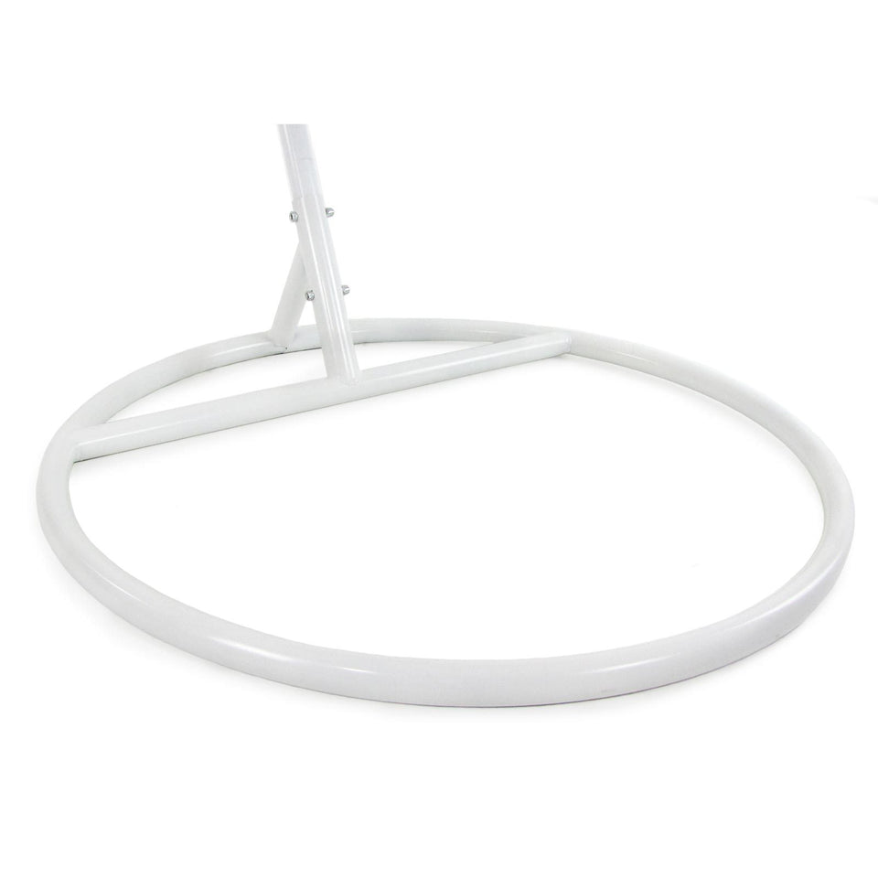 Hindoro Single Seater Hanging Swing With Stand For Balcony Garden Swing, White With Blue Cushion