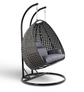 Hindoro Outdoor/Balcony Furniture Double Seater Hanging Swing with Stand (Black)