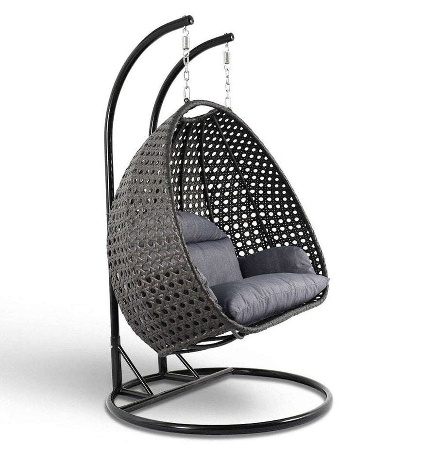 Hindoro Outdoor/Balcony Furniture Double Seater Hanging Swing with Stand (Black)