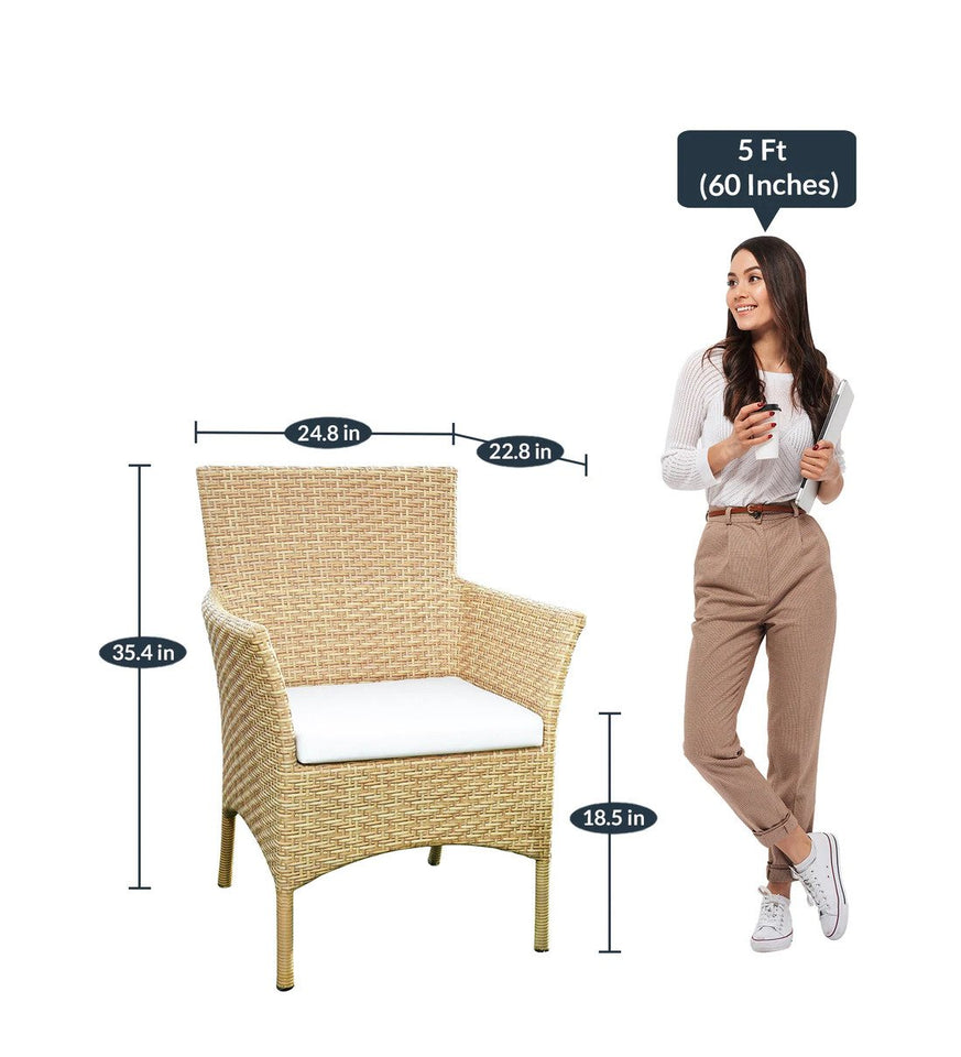 Hindoro Outdoor Furniture Garden Patio Seating Set 1+2 2 Chairs and Table Set Balcony Furniture Coffee Table Sets (Cream)