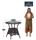 Hindoro Outdoor Furniture Garden Patio Seating Set 1+4 4 Chairs and Table Set Balcony Furniture Coffee Table Set (Dark Brown)