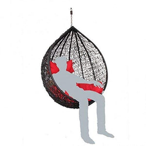 Hindoro Hanging Balcony Single Seater Swing with Cushion (Standard, Red)