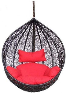 Hindoro Hanging Balcony Single Seater Swing with Cushion (Standard, Red)