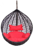 Hindoro Hanging Balcony Single Seater Swing with Cushion (Standard, Red)