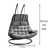 Hindoro Outdoor Balcony Furniture Double Seater Garden Hanging Beige Color Swing with Orange Cushion