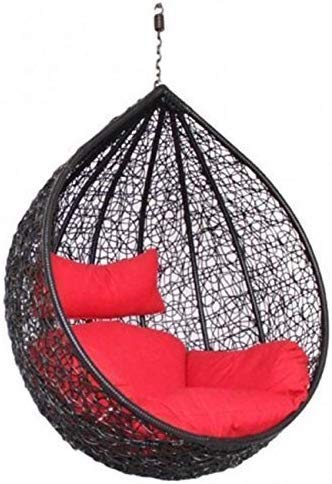 Hindoro Hanging Balcony Single Seater Swing with Cushion (Standard, Red)