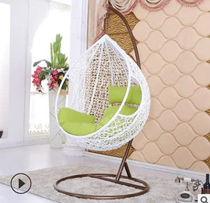 Hindoro White Colour Beautiful Swing with Green Cushion with Stand
