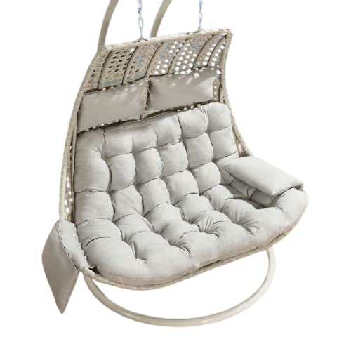 Hindoro White Outdoor Balcony Furniture Double Seater Garden Hanging Swing with Stand and Cushion