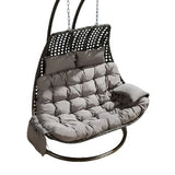Hindoro Black Outdoor Balcony Furniture Double Seater Garden Hanging Swing With Grey Cushion