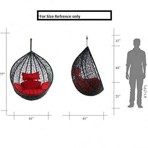 Hindoro Hanging Balcony Single Seater Swing with Cushion (Standard, Red)