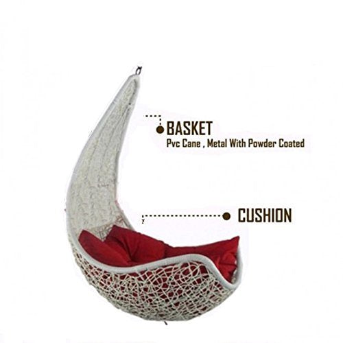 Hindoro Indoor / Outdoor Zula Hammock Chair for Adult Swing with Stand and Cushion (Hanging Type Swing, White with Red)
