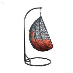 Hindoro Indoor Outdoor Single Seater Black Color Swing With Orange Cushion