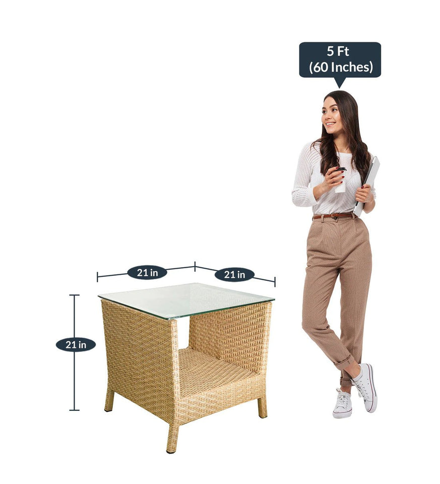 Hindoro Outdoor Furniture Garden Patio Seating Set 1+2 2 Chairs and Table Set Balcony Furniture Coffee Table Sets (Cream)