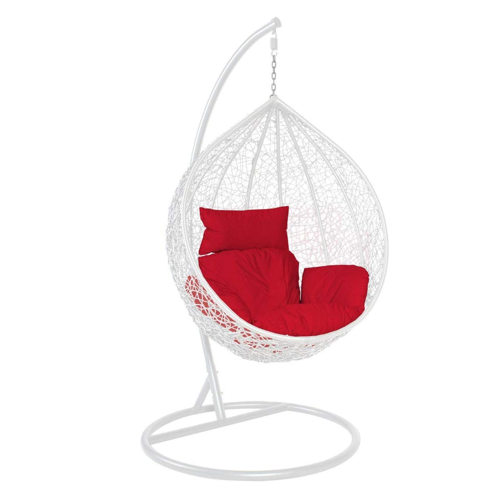 Hindoro White Colour Beautiful Swing with Red Cushion with Stand