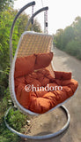 Hindoro Outdoor Balcony Furniture Double Seater Garden Hanging Beige Color Swing with Orange Cushion