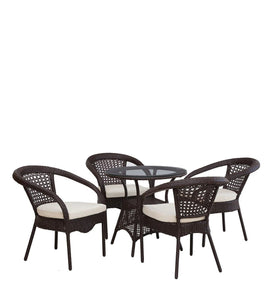 Hindoro Outdoor Furniture Garden Patio Seating Set 1+4 4 Chairs and Table Set Balcony Furniture Coffee Table Set (Dark Brown)