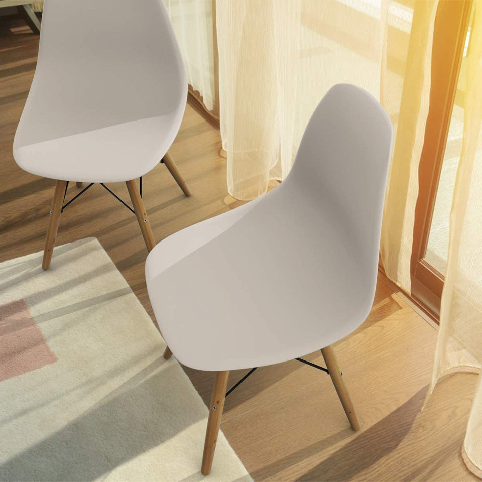 Hindoro DSW Dining Chair, Modern Shell Lounge Plastic Side Chair for Kitchen, Dining, Bedroom, Living Room, Set of 4, White