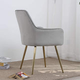 Hindoro Modern Living Dining Room Accent Arm Chairs Club Guest with Gold Metal Legs (1, Grey)