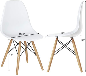 Hindoro DSW Dining Chair, Modern Shell Lounge Plastic Side Chair for Kitchen, Dining, Bedroom, Living Room, Set of 4, White