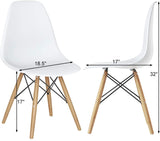 Hindoro DSW Dining Chair, Modern Shell Lounge Plastic Side Chair for Kitchen, Dining, Bedroom, Living Room, Set of 4, White