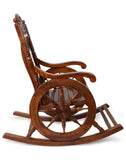 Hindoro Wooden Carved Rolling Rocking Chair (Brown)