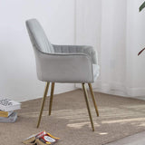 Hindoro Modern Living Dining Room Accent Arm Chairs Club Guest with Gold Metal Legs (1, Grey)