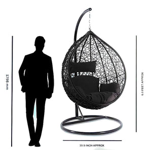 Hindoro Single Seater Swing Chair with Stand & Cushion & Hook Outdoor Indoor, Living Room, Balcony, Garden