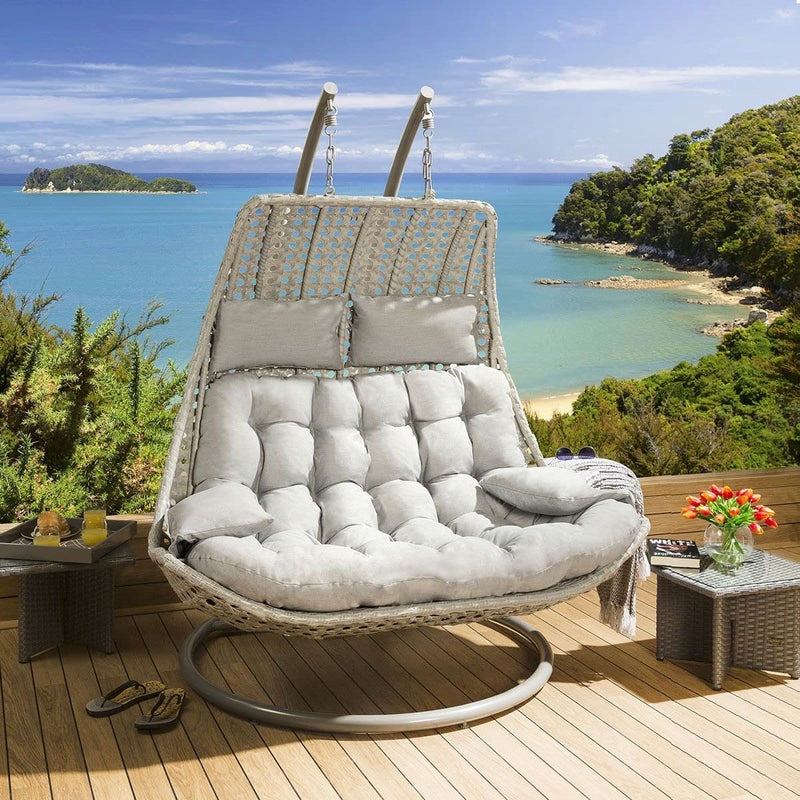 Outdoor rattan 2 sales person garden hanging chair